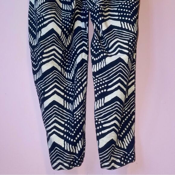 J Crew Size 6 Linen Blend Navy and White Chevron Jumpsuit Sleeveless - Picture 9 of 9